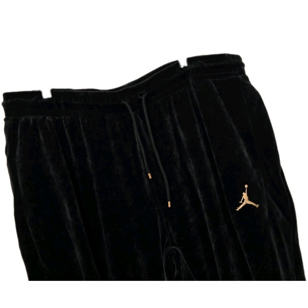 Air Jordan Mens Black Velour Sweatpants Size 3XL Gold Details - Picture 3 of 10